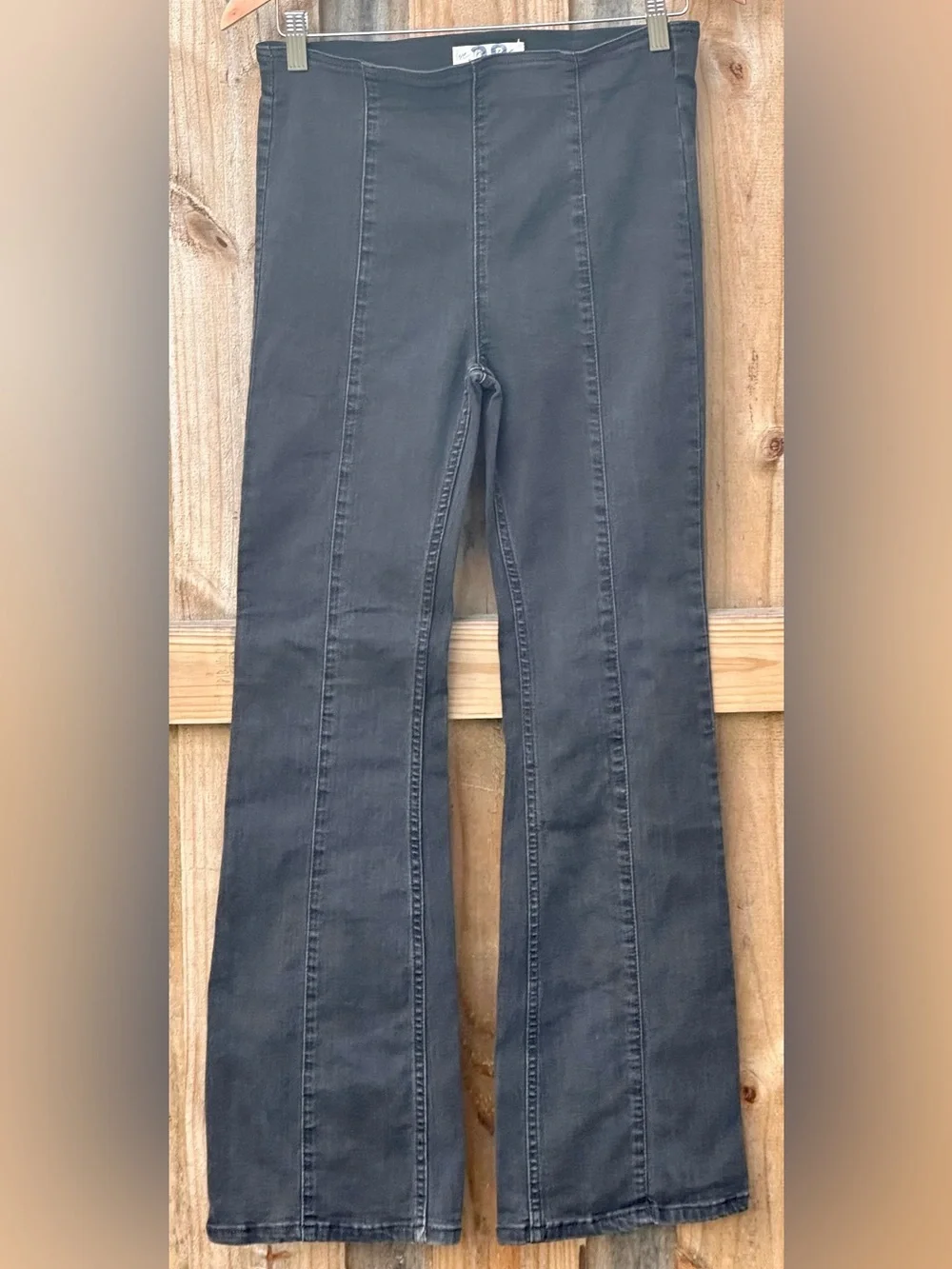 Free People We The Free Black Flare Wide-Leg Jeans Size 28 Boho